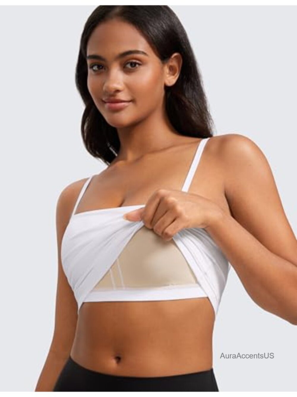 Butterluxe Cami Crop Tank Top with Built-in Bra, High Stretch, Yoga Lounge - Picture 3 of 4